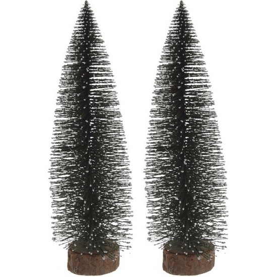 2x Miniatuur kerstboompjes groen 35 cm -