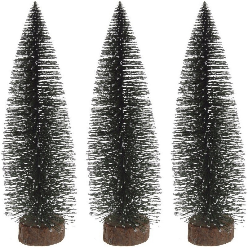 3x Miniatuur kerstboompjes groen 35 cm -
