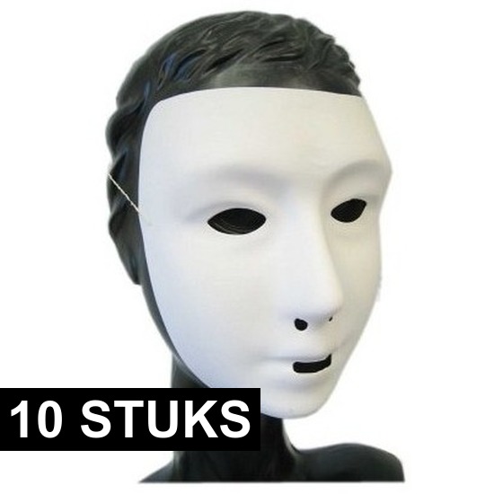 10x Wit grimeer masker met kalklaag -