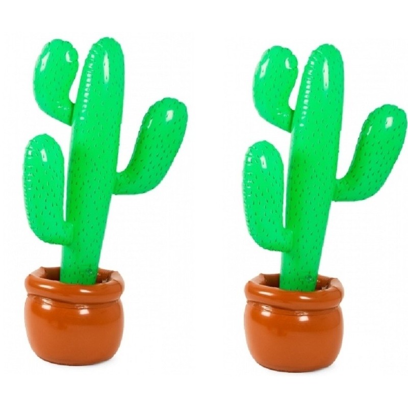 Opblaasbare cactus - 2x - in pot - 85 cm - opblaas cactus - decoratie -