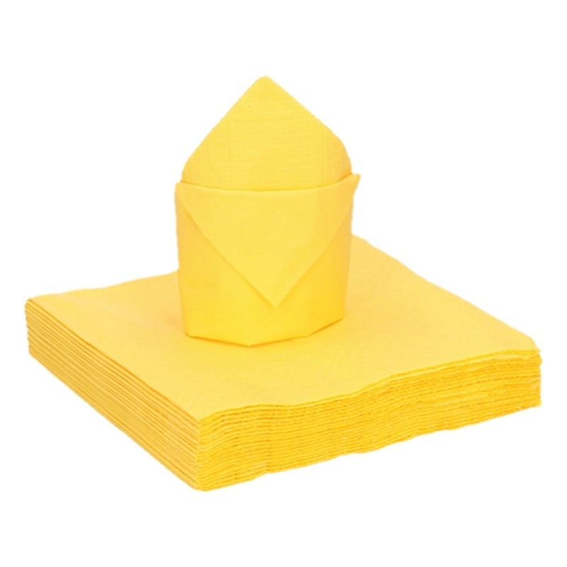 100x gele kleine cocktail servetten 25 x 25 cm -