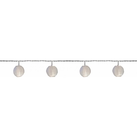2x Buiten feestverlichting lichtsnoer witte lampionnen 7,2 m -