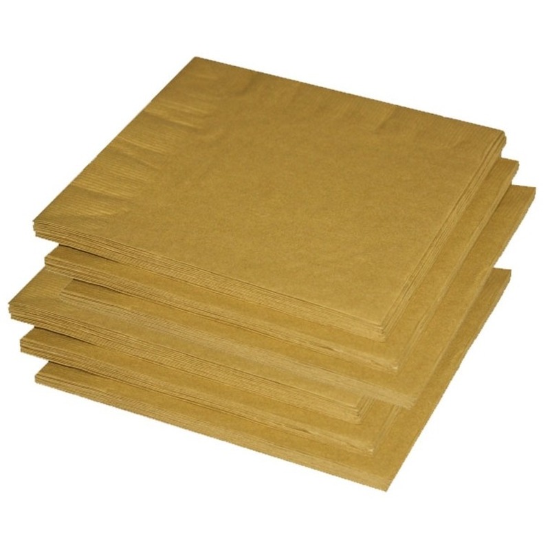Uni kleur tafel servetten - goud - 60x stuks - 33 x 33 cm - Papier -