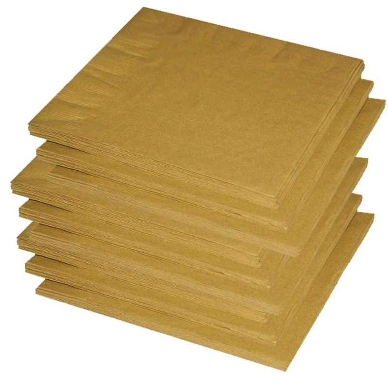 Uni kleur tafel servetten - goud - 80x stuks - 33 x 33 cm - Papier -