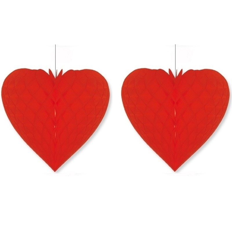 2x Rode decoratie harten 28 cm -