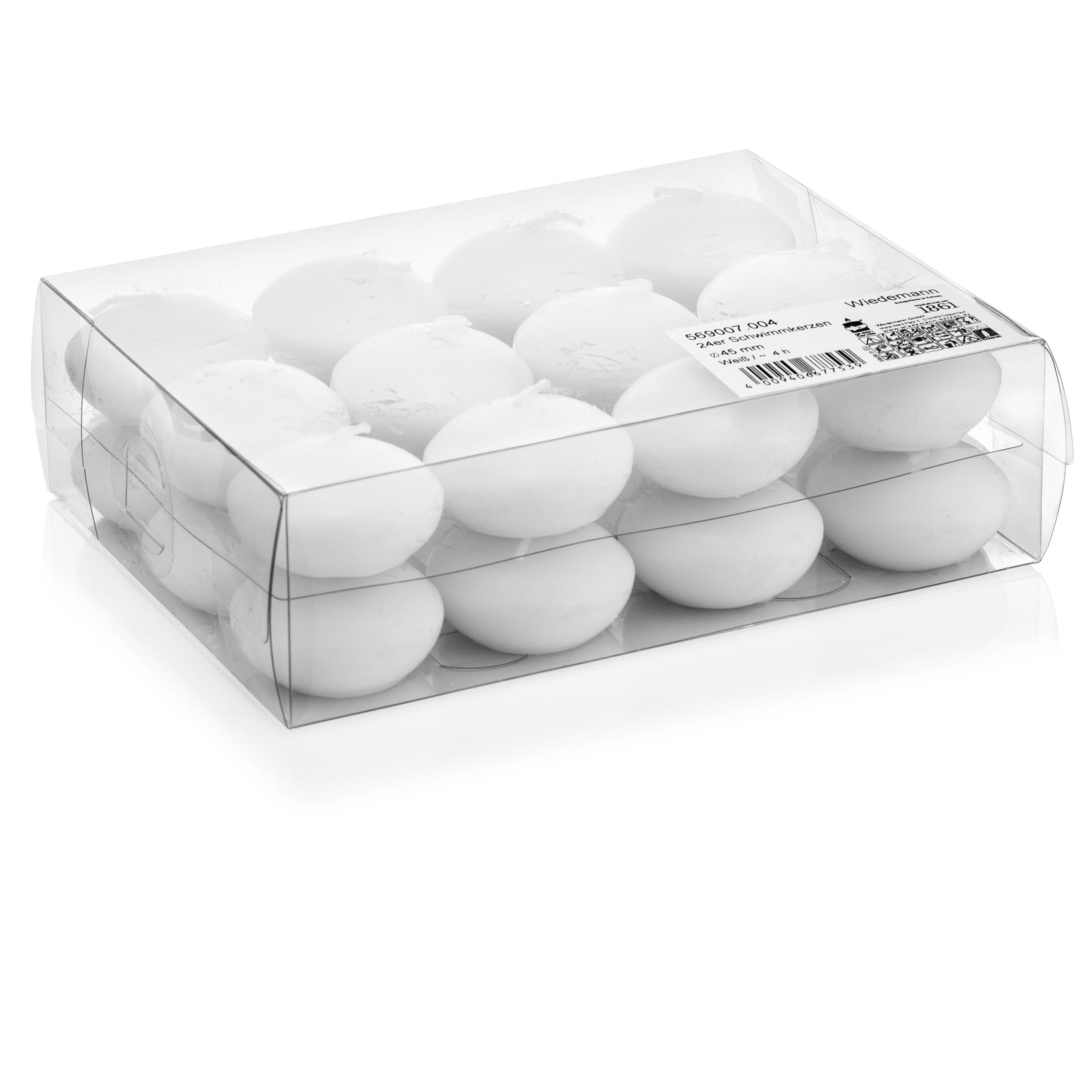Drijfkaarsen - 24x - wit - 4,5 cm - 4 branduren -