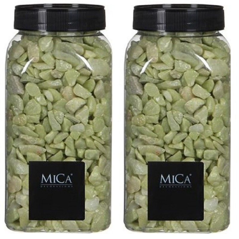 2x Decoratie/hobby steentjes lime groen 650 ml -