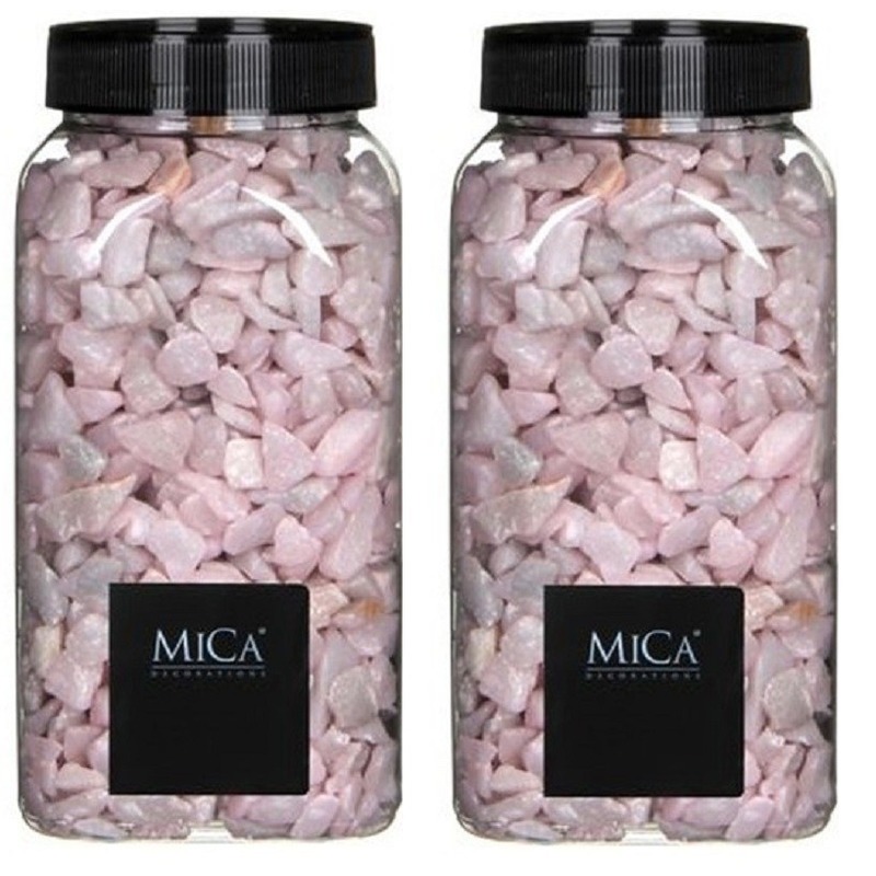 2x Decoratie/hobby steentjes roze 650 ml -