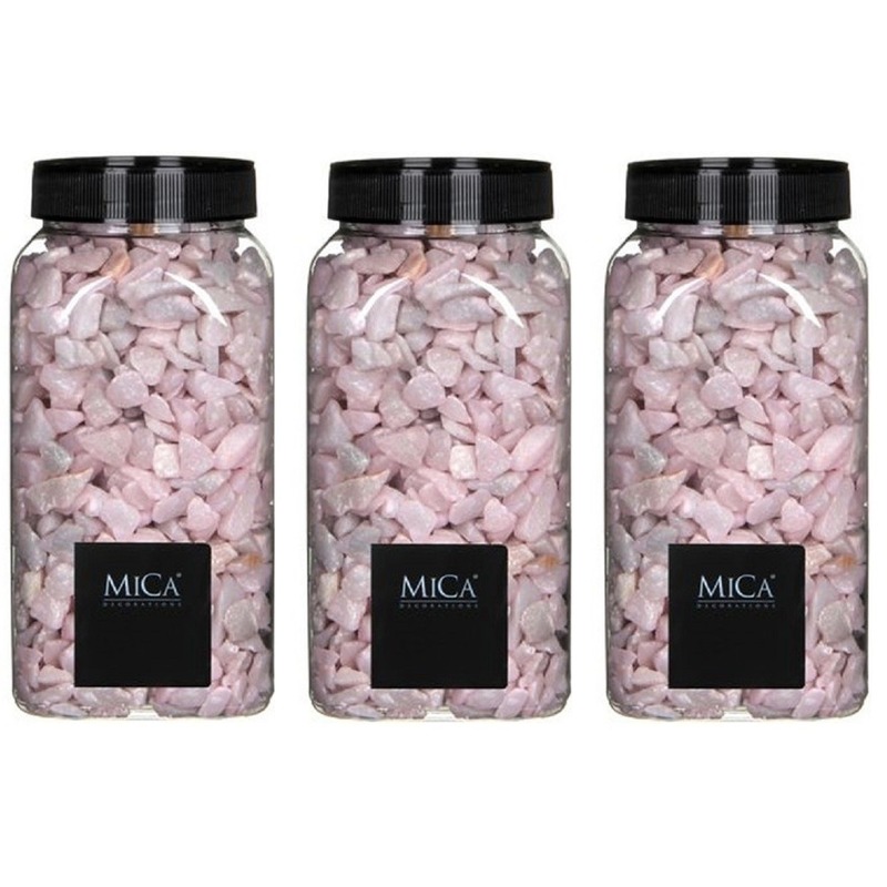 3x Decoratie/hobby steentjes roze 650 ml -