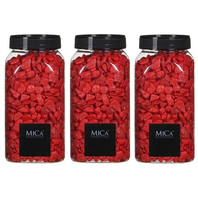 3x Decoratie/hobby steentjes rood 650 ml -