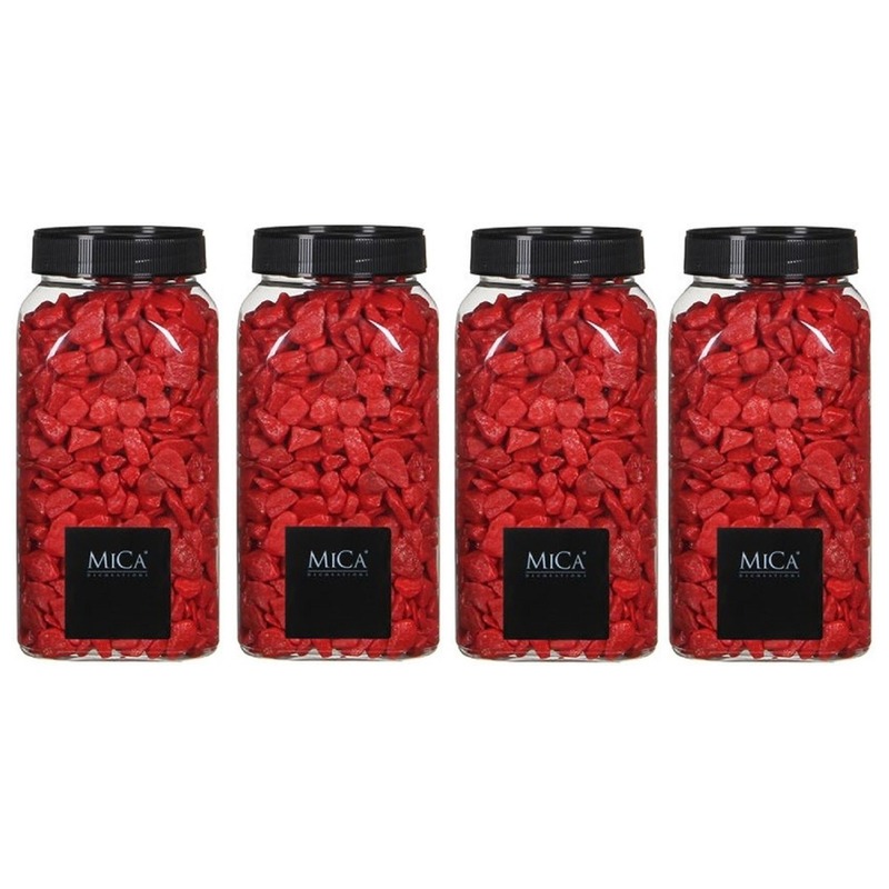 4x Decoratie/hobby steentjes rood 650 ml -