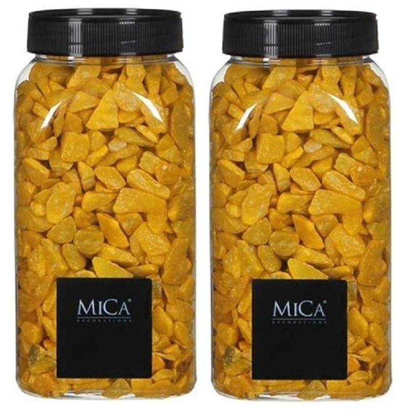 2x Decoratie/hobby steentjes oker geel 650 ml -