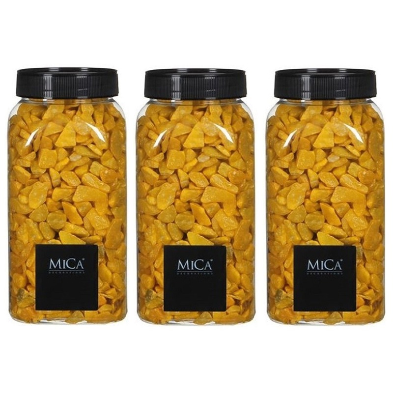 3x Decoratie/hobby steentjes oker geel 650 ml -