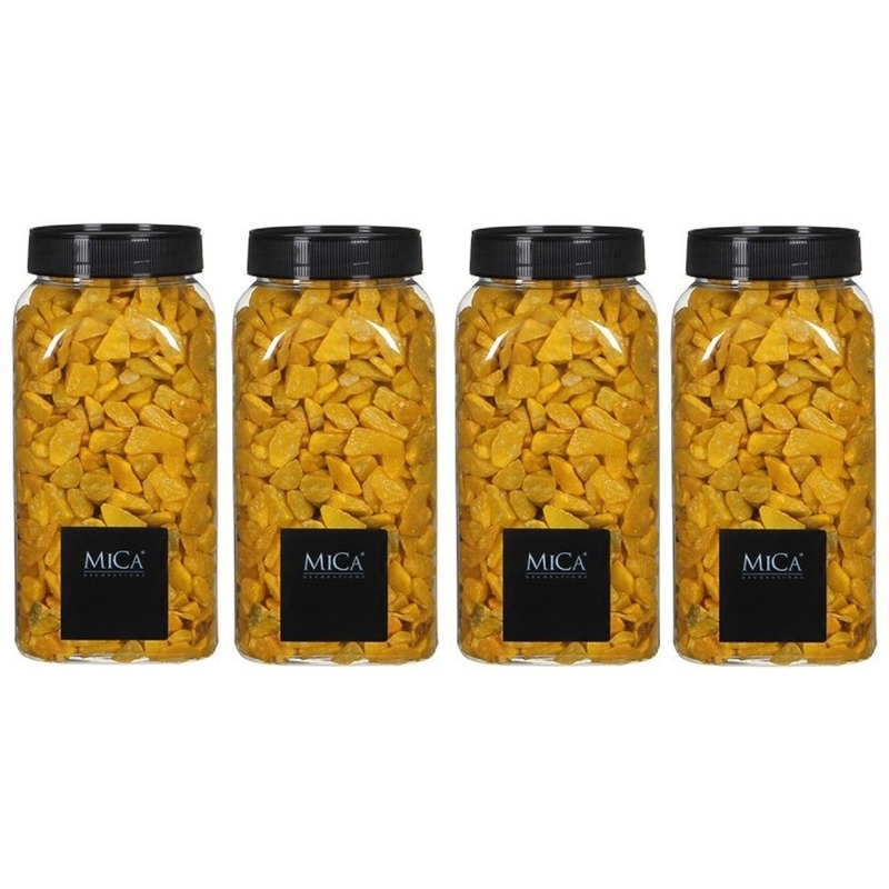 4x Decoratie/hobby steentjes oker geel 650 ml -