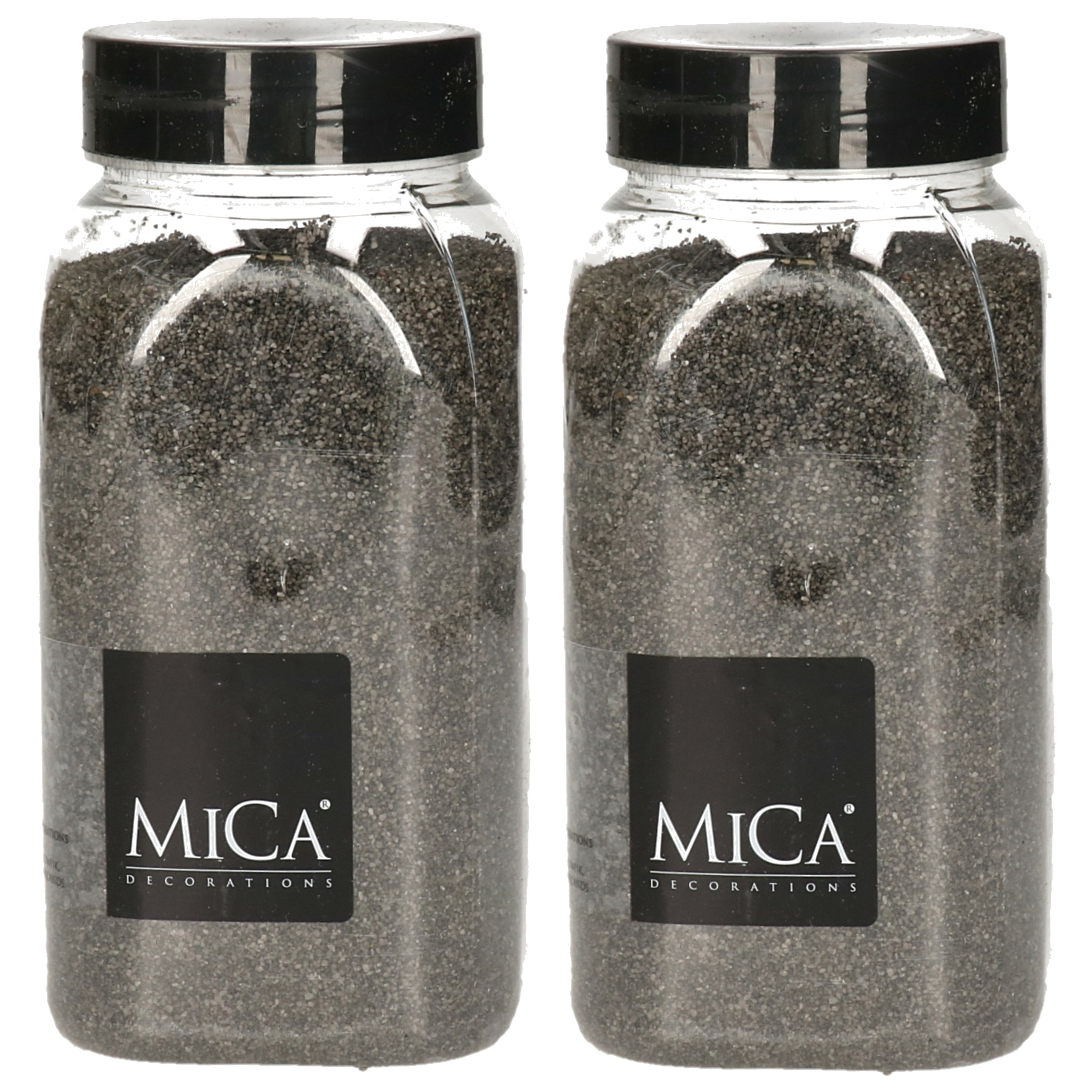 2x Hobby/decoratiezand antraciet 650 ml -