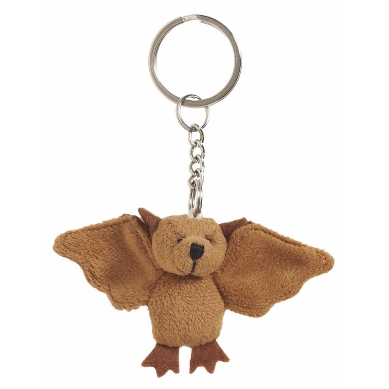 2x Pluche vleermuis knuffel sleutelhanger 6 cm -