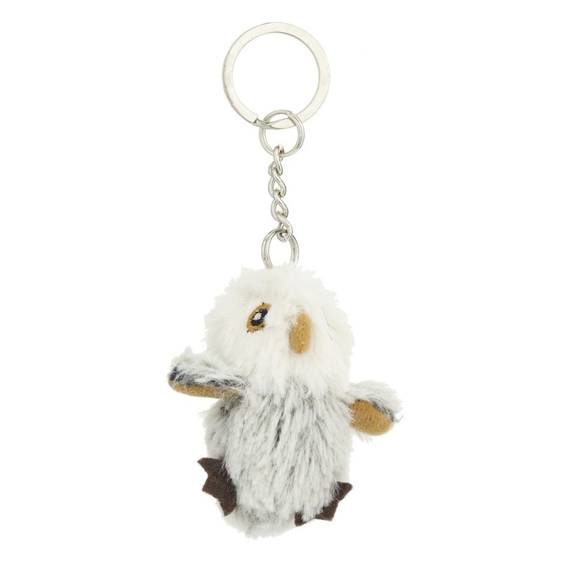 2x Pluche uil sleutelhanger knuffel 6 cm -