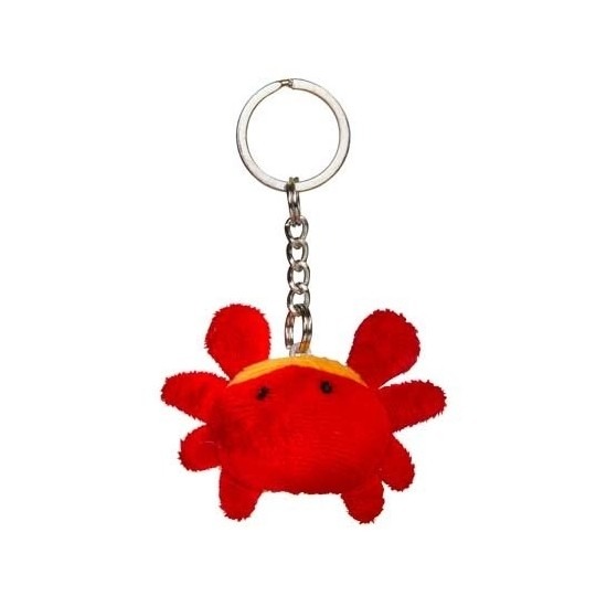 2x Pluche krab sleutelhanger knuffel 6 cm -