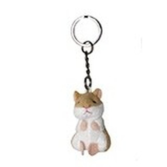 2x Pluche hamster knuffel sleutelhanger 6 cm -