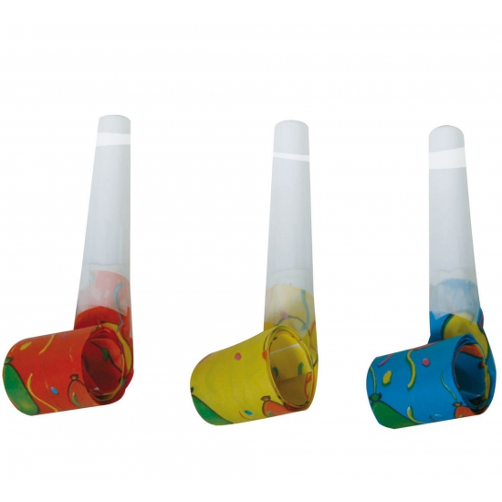Papieren roltongen / feest toetertjes - 20x - blaastoeters - kunststof/papier -
