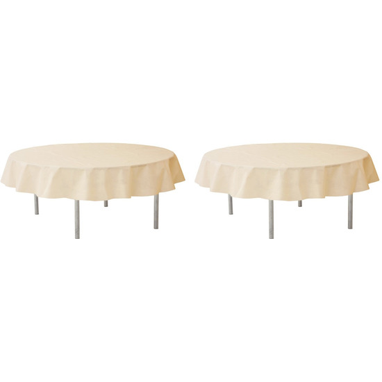 Feest tafelkleed/tafellaken rond - 2x - ivoorwit - 240 cm - non woven polypropyleen stof -