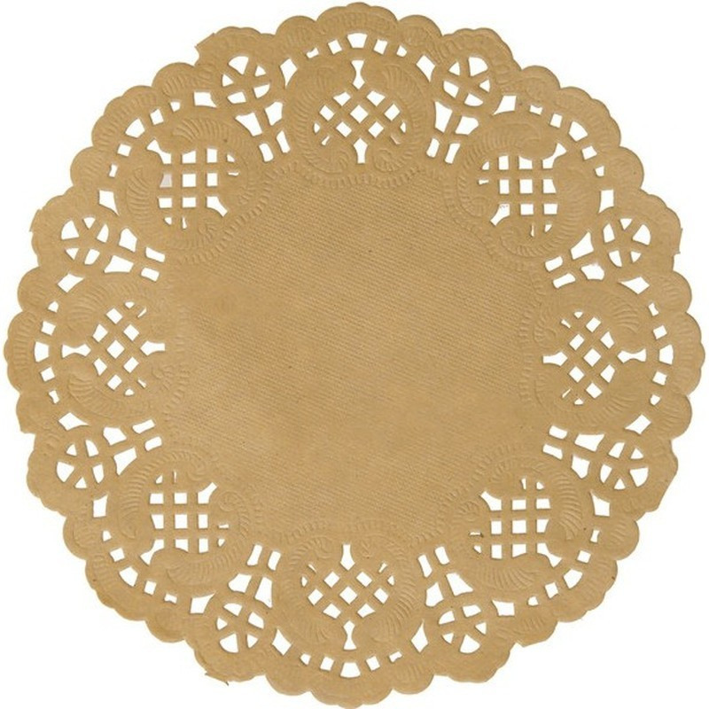 40x Bruiloft naturel ronde placemats 35 cm papier kant uiterlijk -