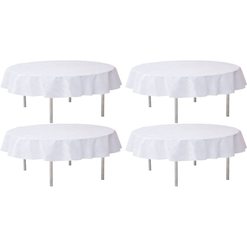 4x Bruiloft witte ronde tafelkleden/tafellakens 240 cm non woven polypropyleen -
