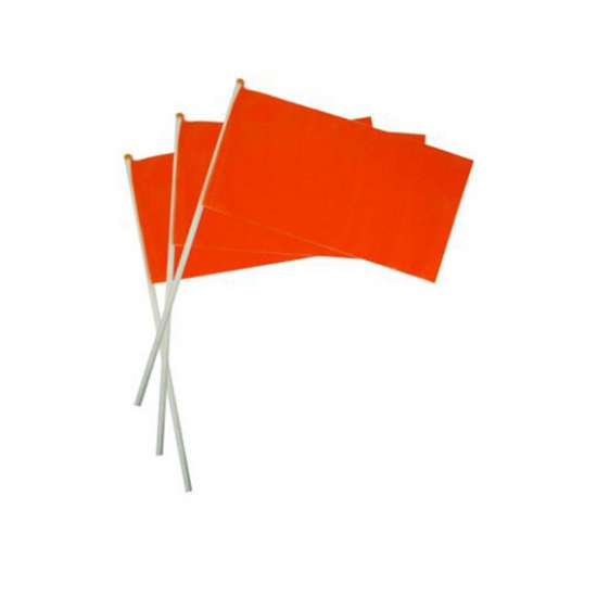 100x Oranje plastic zwaaivlaggetjes 30 cm -