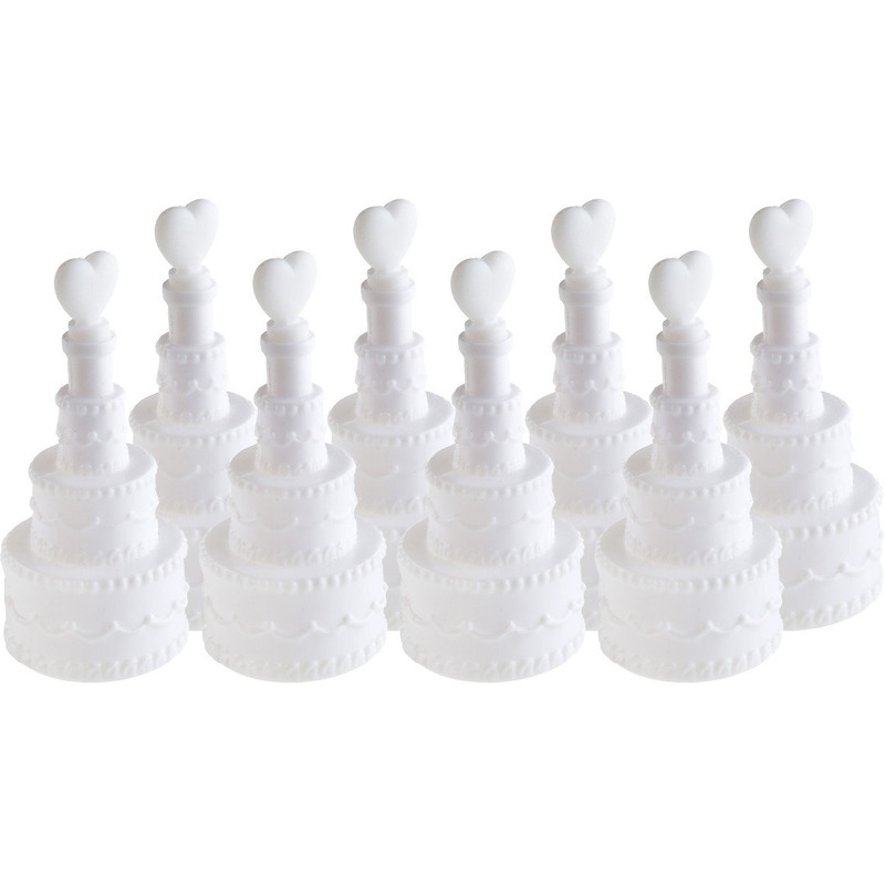 8x Bruiloft bellenblaas taart met hart 3 x 7,5 cm -