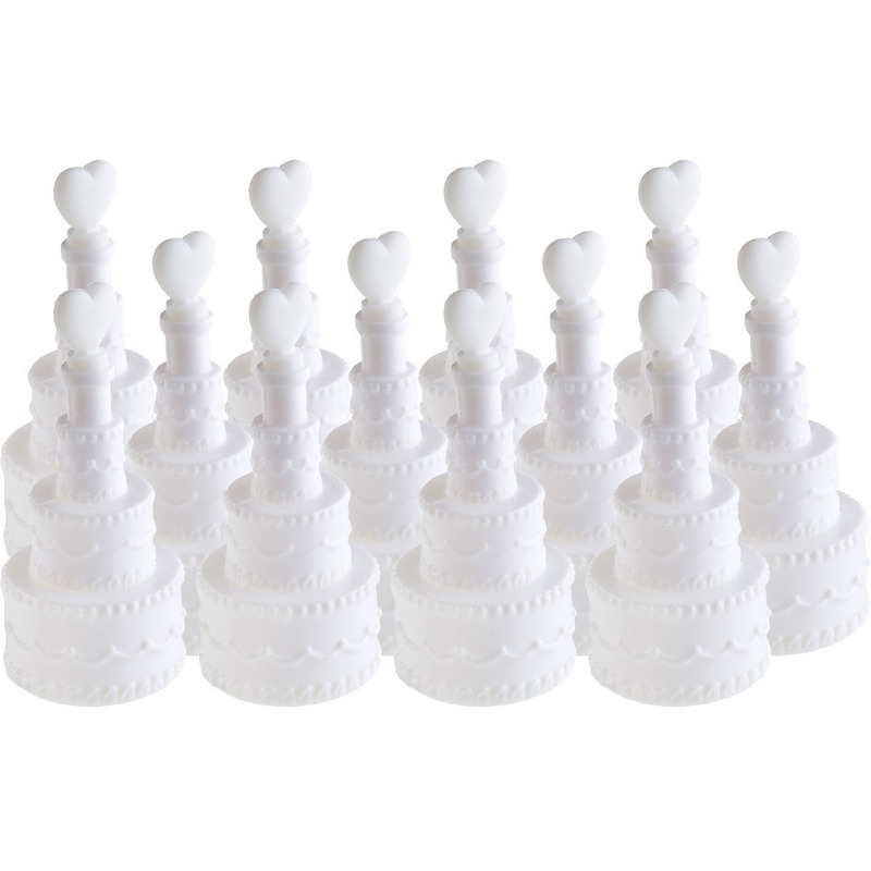 12x Bruiloft bellenblaas taart met hart 3 x 7,5 cm -