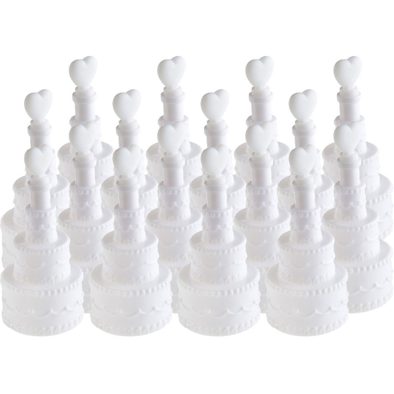16x Bruiloft bellenblaas taart met hart 3 x 7,5 cm -