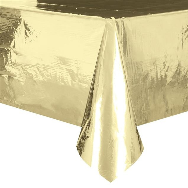 2x Gouden tafelkleden/tafellakens 137 x 274 cm folie -