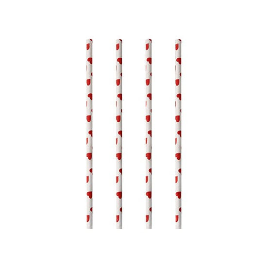 200x Duurzame papieren rietjes met hartjes 20 cm -