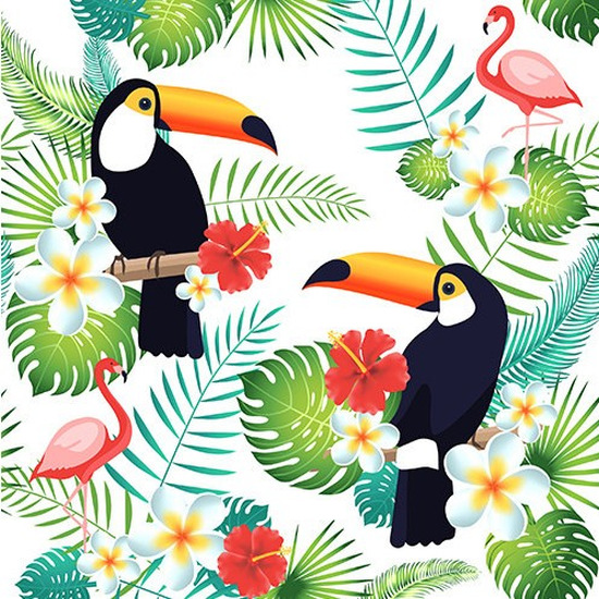 40x Hawaii/jungle thema servetten 40 x 40 cm -