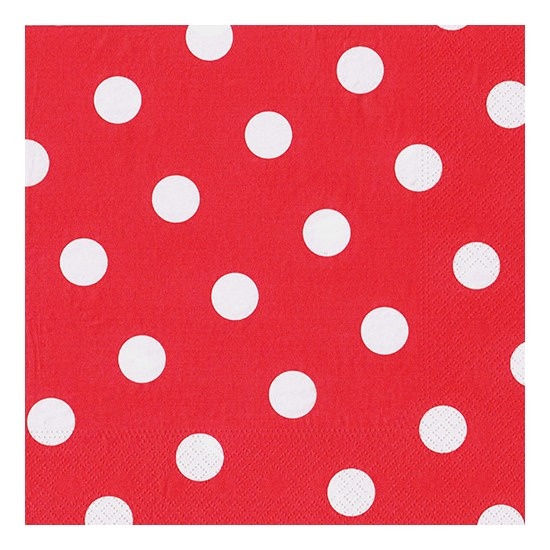 40x Servetten 40 x 40 cm rood met witte stippen -