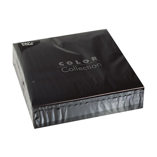 100x Unikleur zwart servetten 40 x 40 cm -