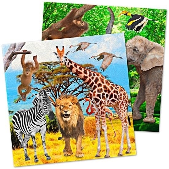 60x Safari/jungle themafeest servetjes 33 cm -