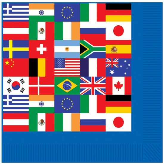 48x Internationaal thema print servetten 33 x 33 cm -