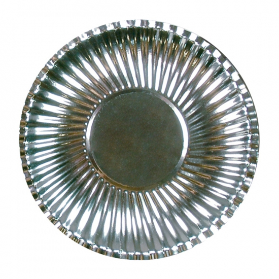 30x Platte kartonnen bordjes metallic zilver 23 cm -