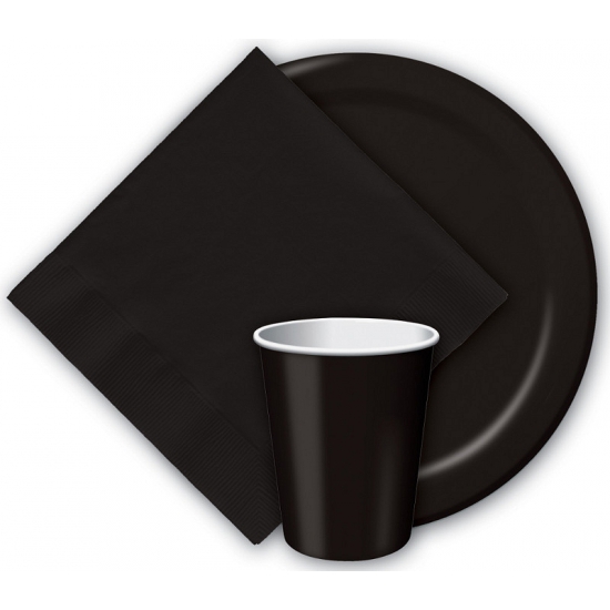 Uni kleur tafel servetten - zwart - 40x stuks - 33 x 33 cm - Papier -
