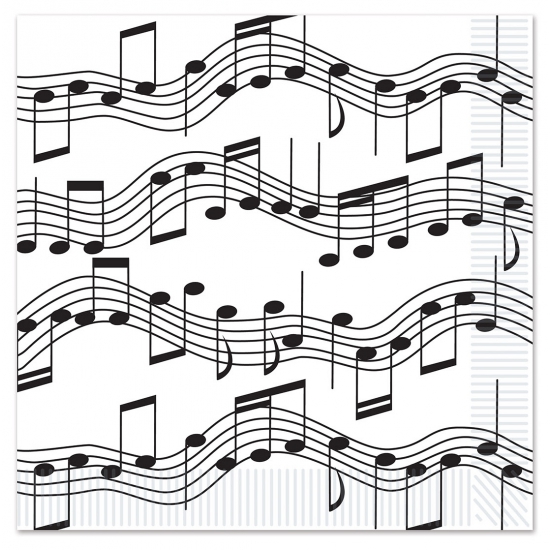48x Muzieknoot servetten 25 x 25 cm -