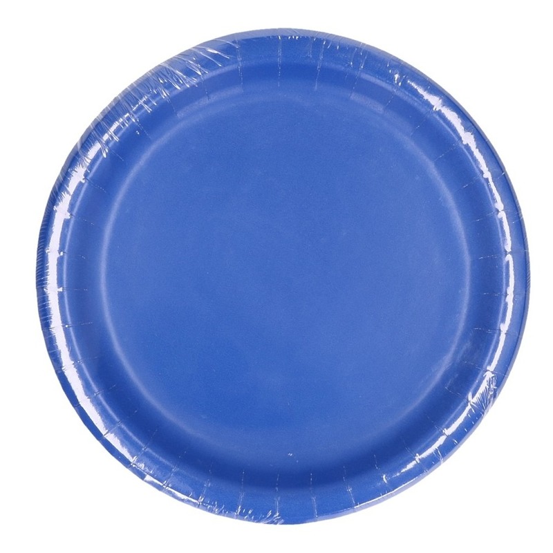 40x Blauwe bordjes van karton 23 cm -