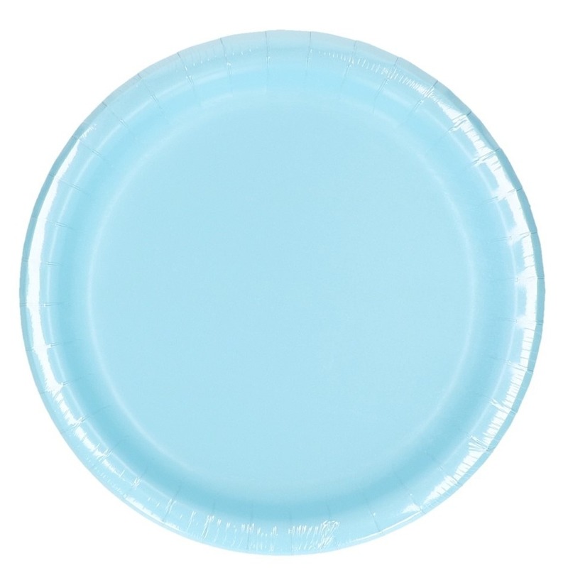 24x Lichtblauwe bordjes van karton 23 cm -