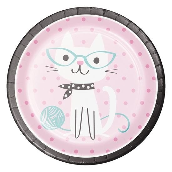 24x Katten/poezen thema bordjes van karton 23 cm -