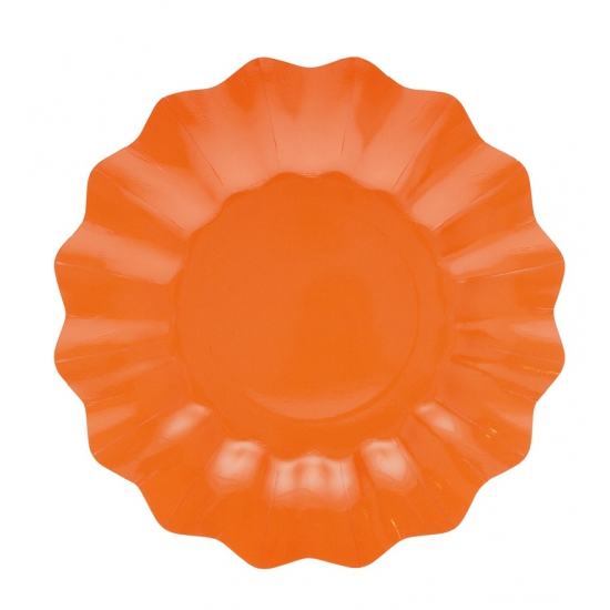 16x Diepe kartonnen bordjes oranje 21 cm -