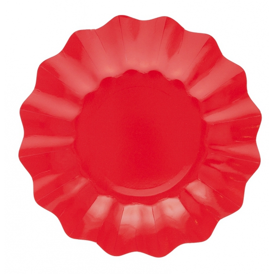 24x Diepe kartonnen bordjes rood 21 cm -