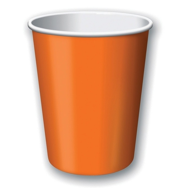 40x Oranje papieren feest bekertjes 256 ml -