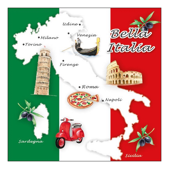 40x Italie steden thema servetten 33 x 33 cm -