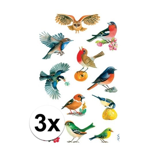 3x Vogel stickers 3 vellen -