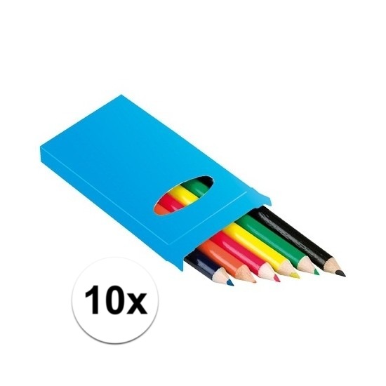 10x setje potloden 6 stuks gekleurd -